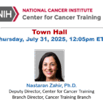 NCI town hall poster with speaker headshot